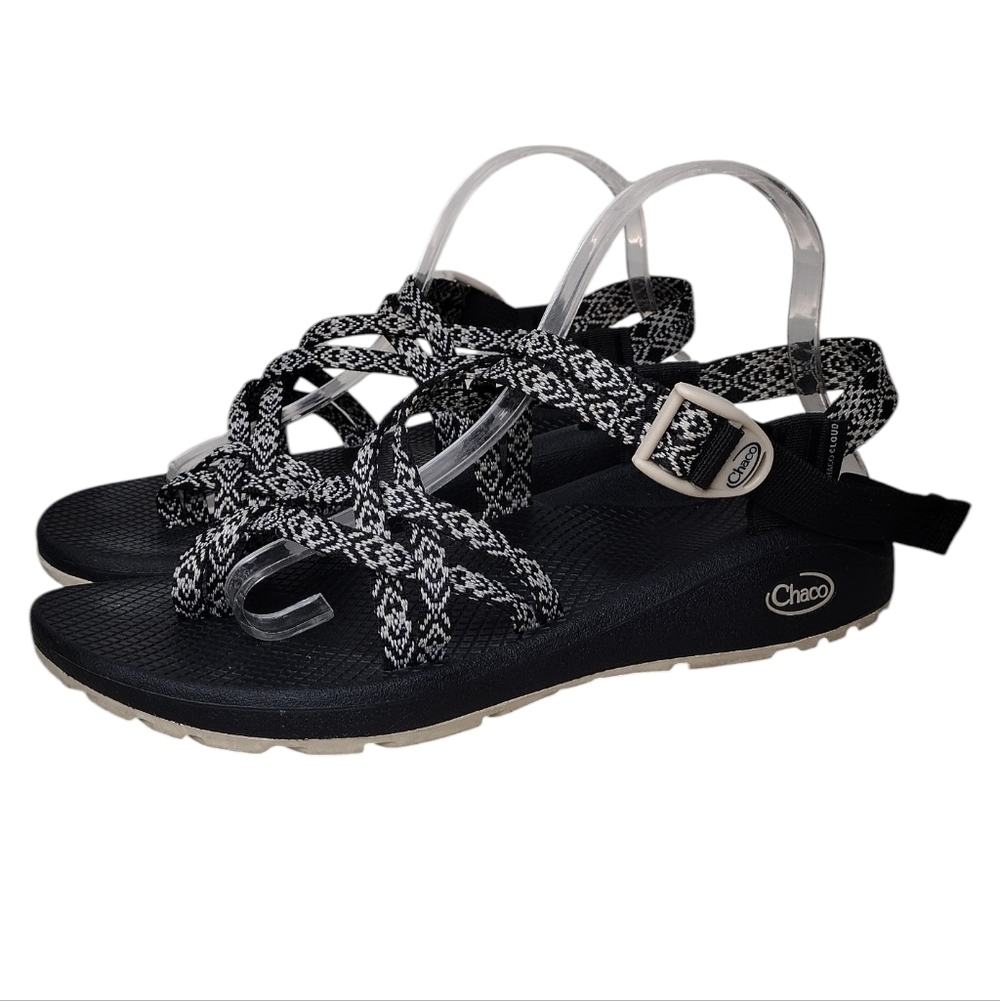 Chaco Zcloud X2 Black White Women's Strappy Outdoors Hiking Sandals Sz 10